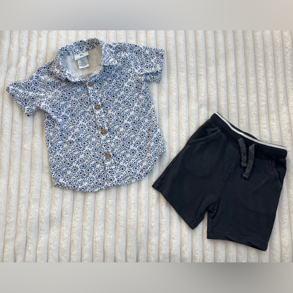 Tommy Bahama Navy Floral Shirt and Shorts Set